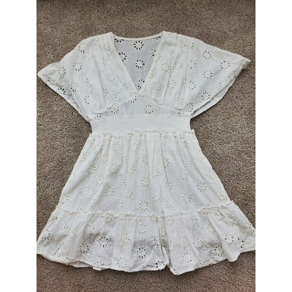 Cotton blend eyelet cover up dress